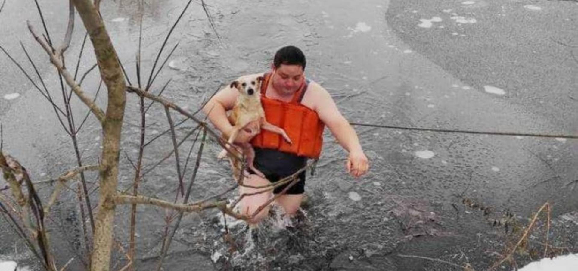 У Хмільницькому районі врятували пса, який провалився під кригу