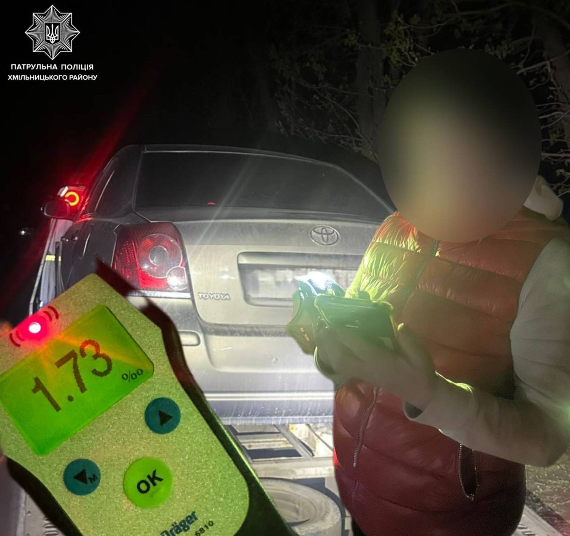 У Хмільнику під час комендантської години патрульні зупинили пʼяну водійку