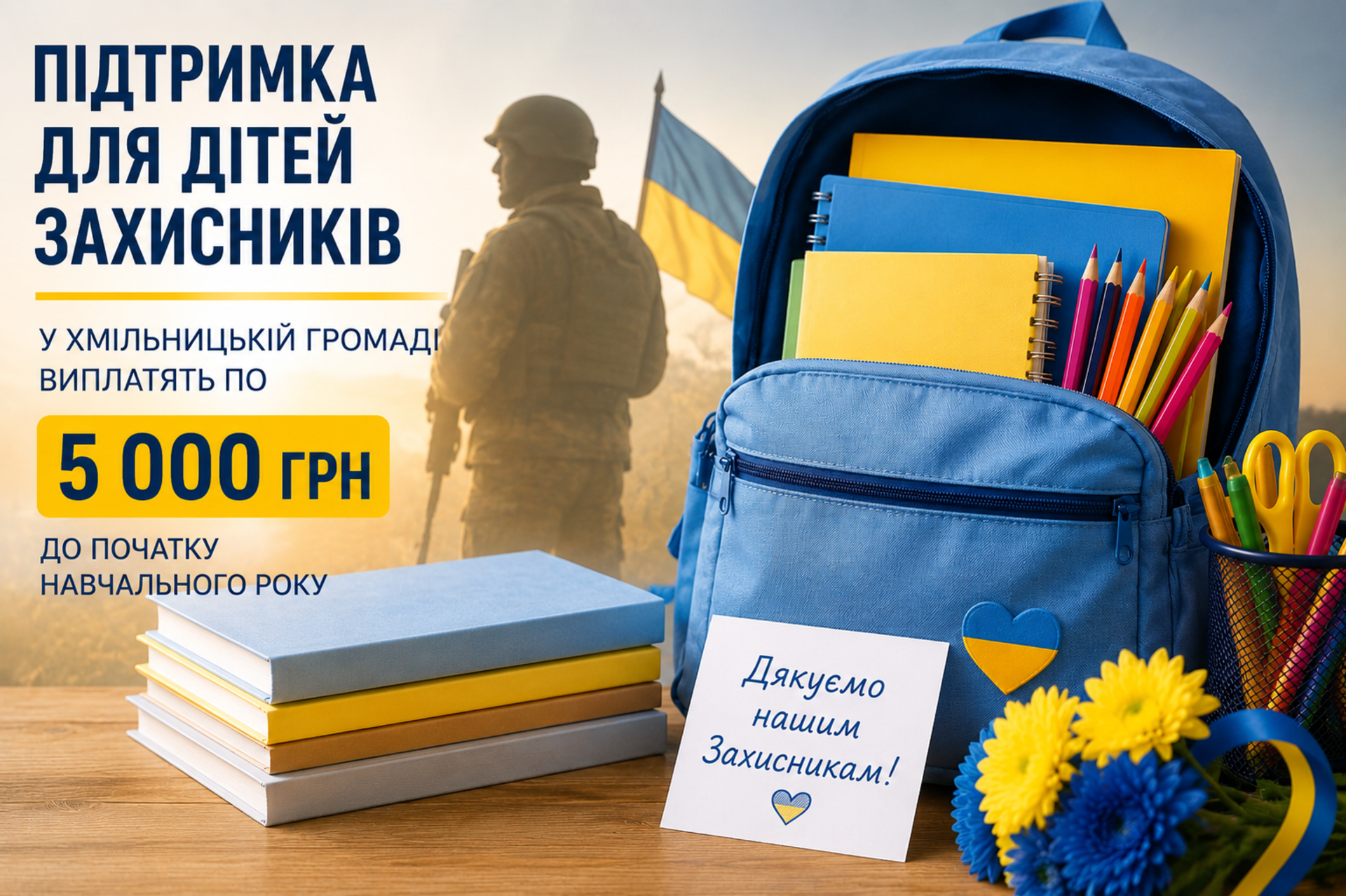 Дітям Захисників і Захисниць у Хмільницькій громаді виплатять по 5 тисяч гривень