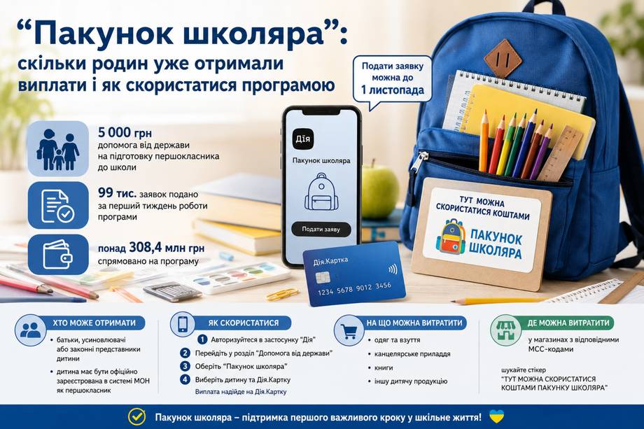 “Пакунок школяра”: скільки родин уже отримали виплати і як скористатися програмою